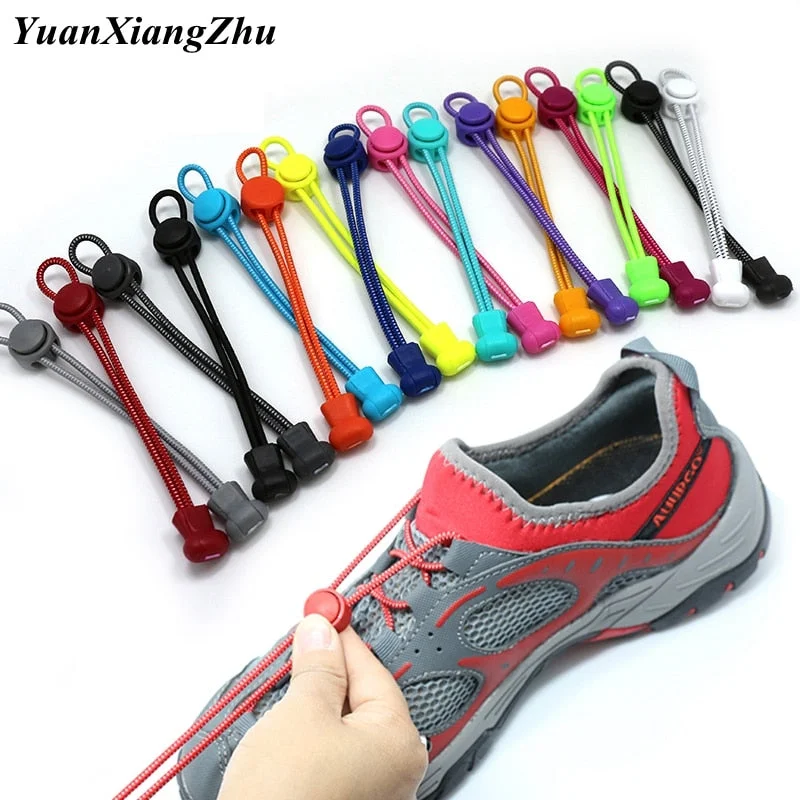 1 Pair 22 Colors Elastic Shoelaces Round Locking No Tie Shoe Laces Kids Adult Quick Lazy Laces Rubber Sneakers Shoelace T1