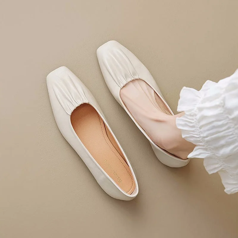 Flats with good support -Women Casual Fashion Square Toe Soft Flats