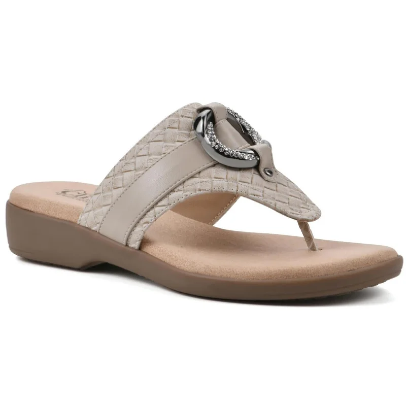 Swank sandals with shore chic -Cliffs by White Mountain Womens Benedict Faux Leather Thong Sandals