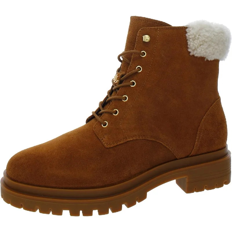 Boots with artsy sole overlays -Lauren Ralph Lauren Womens Carlee Lugged Sole Ankle Combat & Lace-up Boots