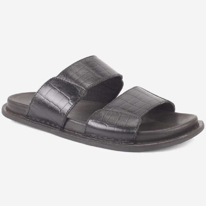 Slippers for home enthusiasts -Mens "ROJER" Leather Summer Slippers