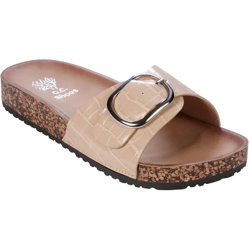 Stout sandals for shore grind -GC Shoes Womens Luna Faux Leather Slide Sandals