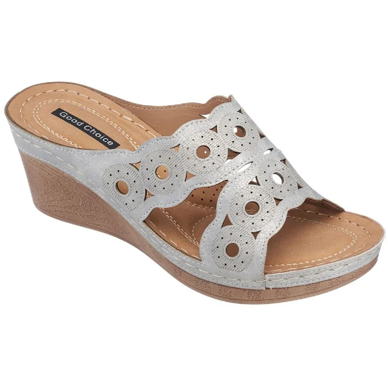 Sandals with cozy sole treads -Good Choice Womens April Comfort Footbed Wedge Sandals