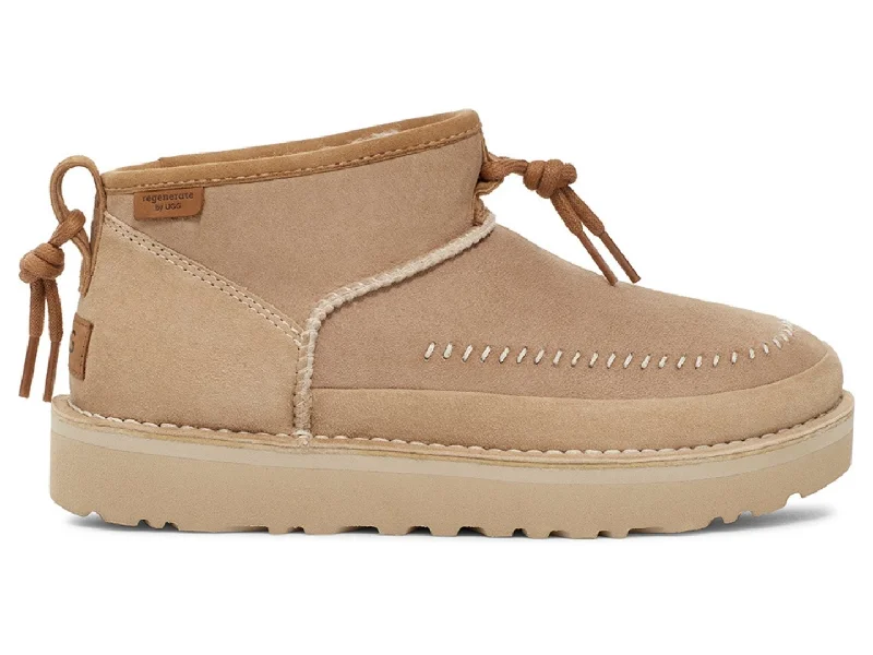 Boots with fine suede accents -UGG: Ultra Mini Regenerated in Sand