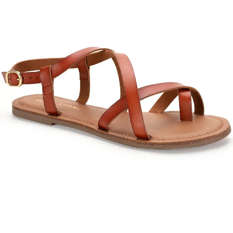 Sandals with soft strap marks -Sun + Stone Womens Roxxie  Faux Leather Toe Loop Strappy Sandals