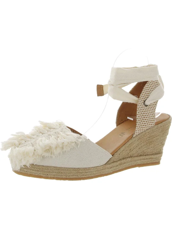 High heels for formal mornings -Leaf Womens Canvas Espadrille Heels