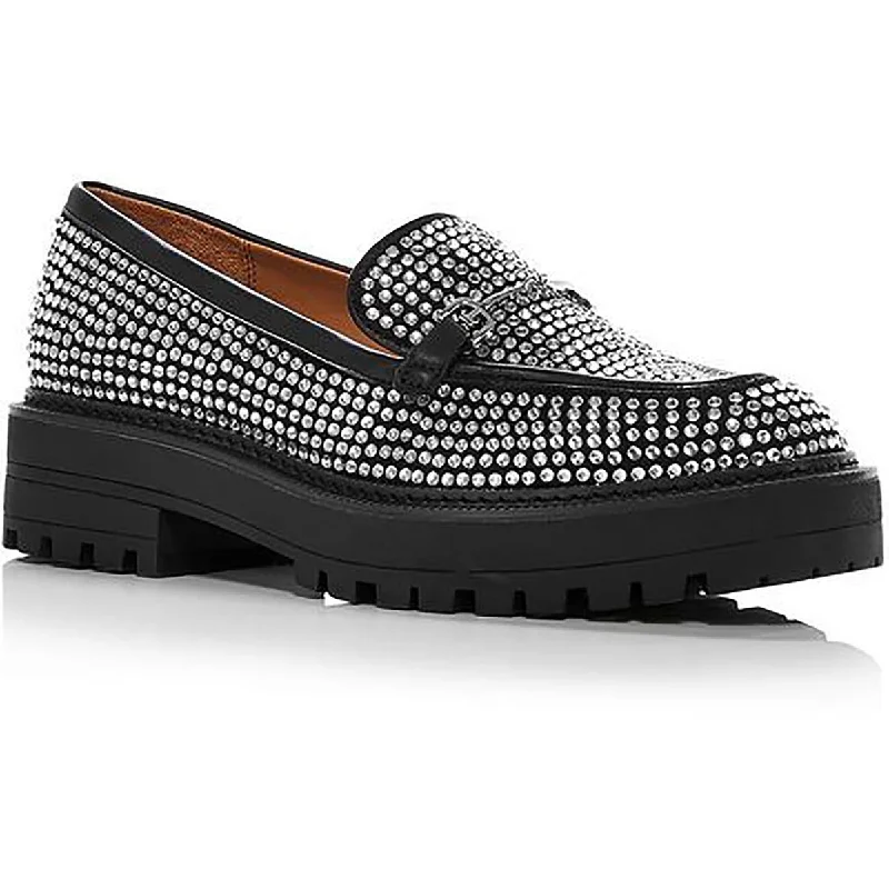 Loafers with steady sole cushioning -Sam Edelman Womens Laurs Glitz Rhinestone Slip On Loafers