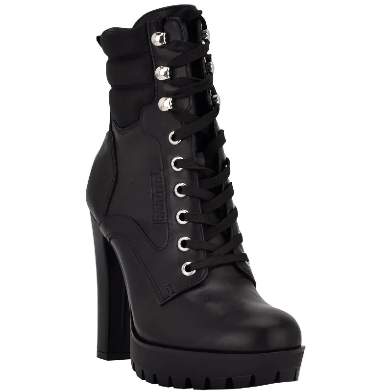 Boots for relaxed dusk suppers -Guess Womens Talore  Faux Leather Lux Sole Combat & Lace-Up Boots