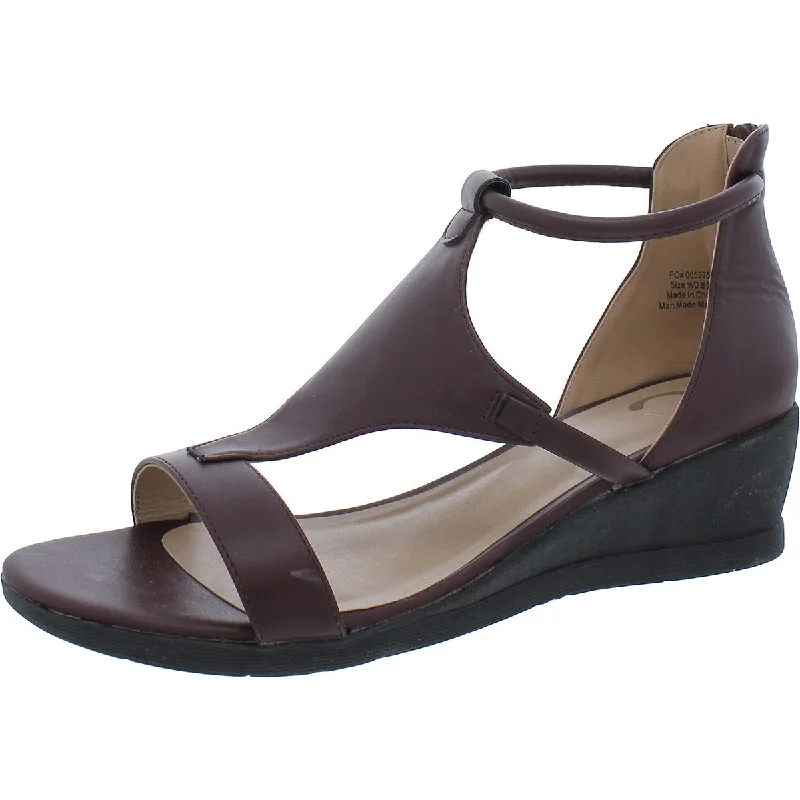 Sandals with plush sole beds -Journee Collection Womens Faux Leather Zipper T-Strap Sandals