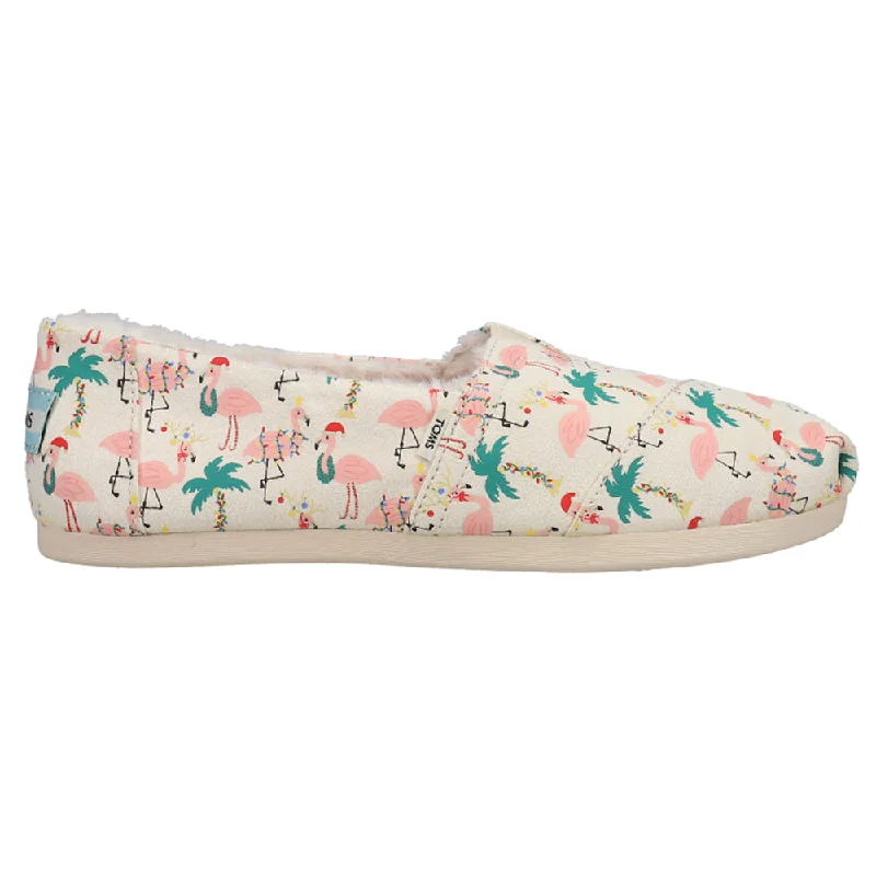 Flats with textured weave -Alpargata Cozy Holiday Flamingos Graphic Slip On Flats