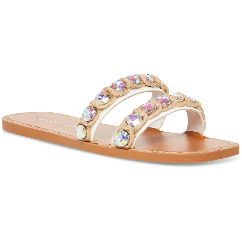 Sandals with odd strap beds -Madden Girl Womens ACCLAIM Faux Leather Slide Sandals