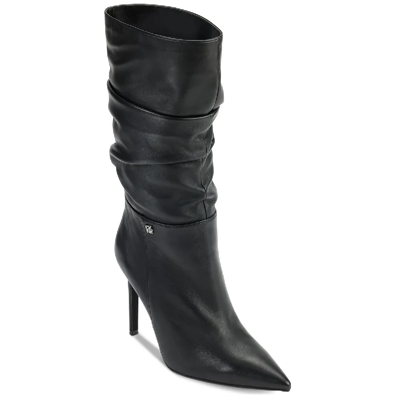 Boots with steady sole linings -DKNY Womens Maliza Leather Slouchy Mid-Calf Boots