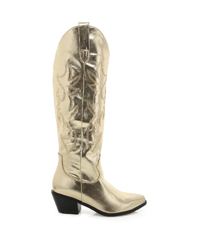 Boots with cushy heel linings -URSON - GOLD METALLIC