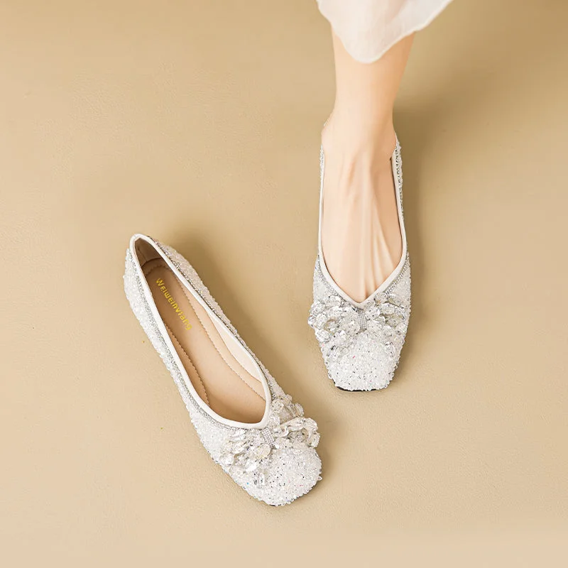 Luxury flats for evening chic -Women Fashion Crystal Comfort Soft Flats