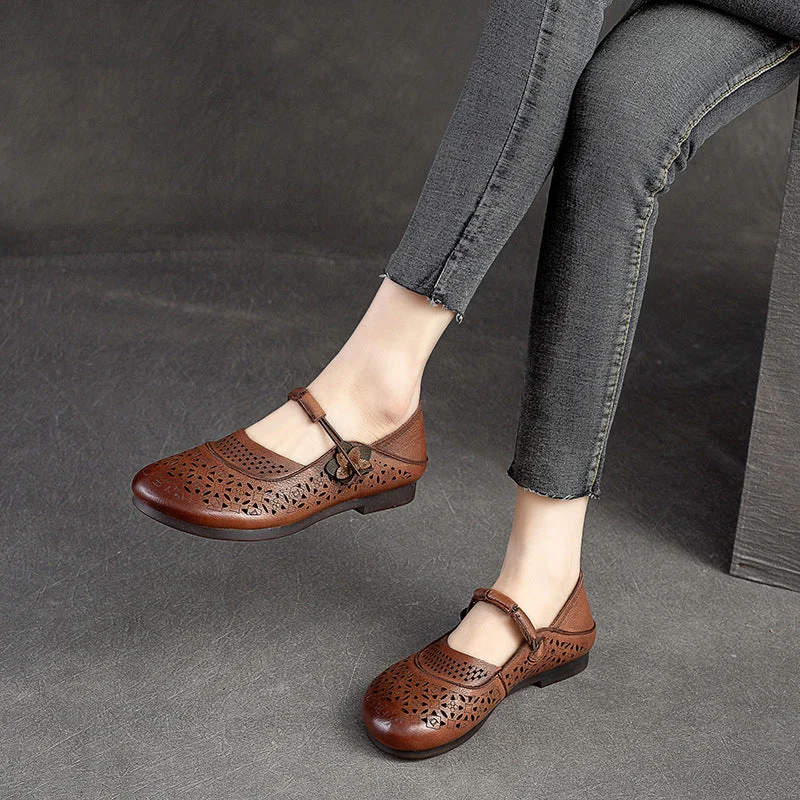 Flats for lazy afternoons -Women Summer Hollow Soft Leather Flats