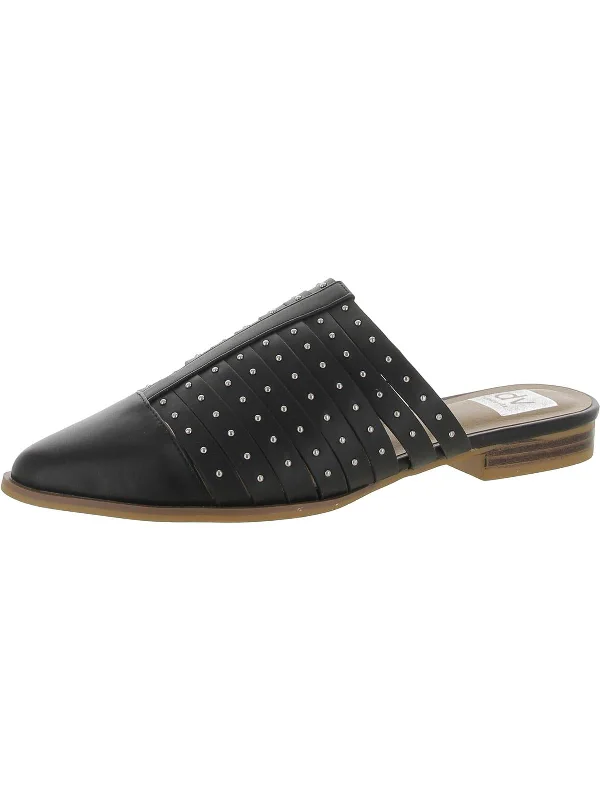 Slippers for foot pain -Idilly Womens Faux Leather Studded Mules