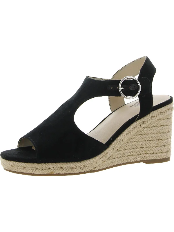 High heels for sophisticated style -Tersa Womens Faux Suede Ankle Strap Wedge Heels