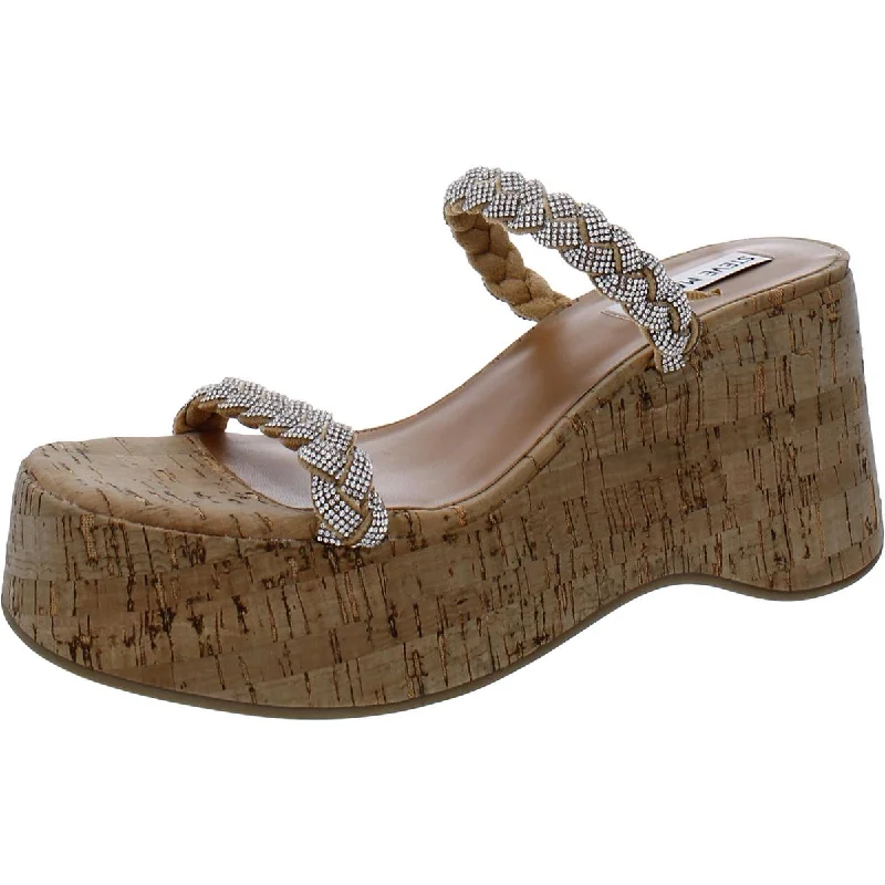 Sandals for cold shore nights -Steve Madden Womens Danya Rhinestone Braided Platform Sandals