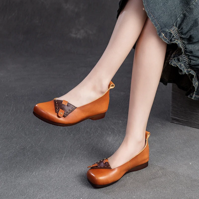 Flats with slim fabric -Women Casual Soft Leather Flats Shoes