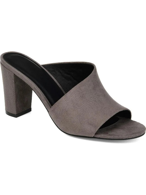 High heels with supportive heels -Womens Faux Suede Open Toe Mules