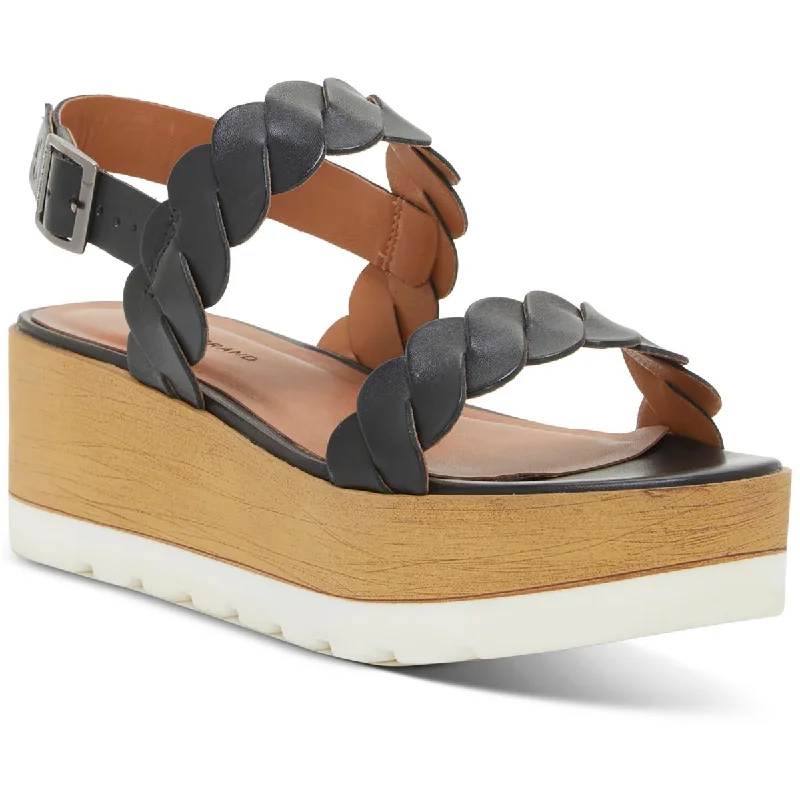 Tough sandals for daily treks -Lucky Brand Womens Vellenora Leather Round Toe Flatform Sandals