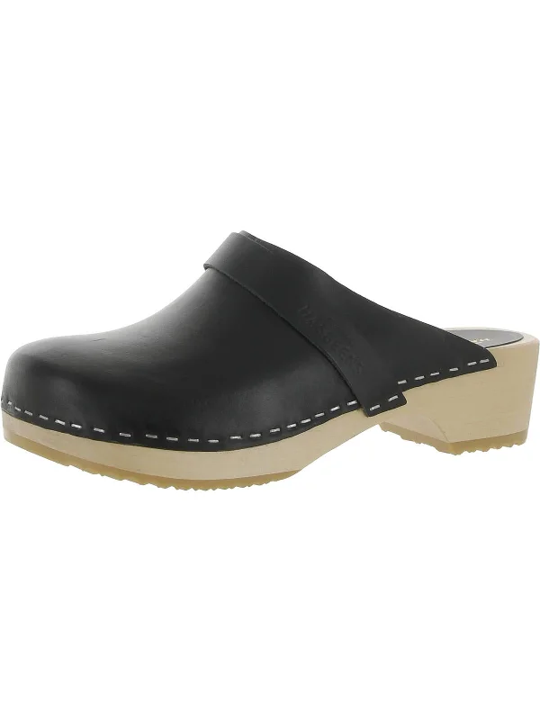 Slippers with reliable midsoles -Swedish Husband Womens Leather Slip-On Clogs