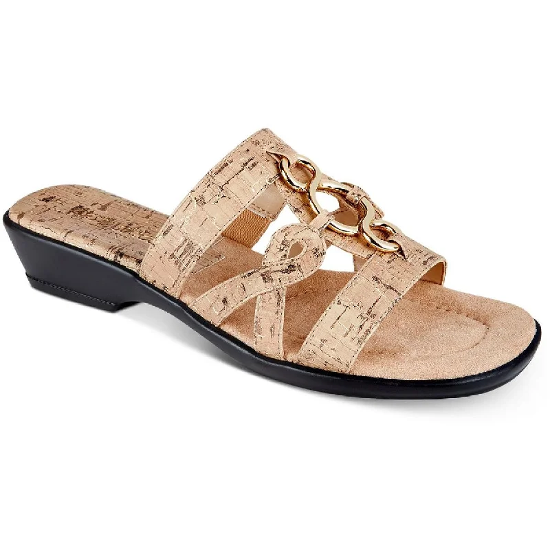 Sandals with chill shore calm -Easy Street Womens Torrid Cork Square Toe Heel Sandals