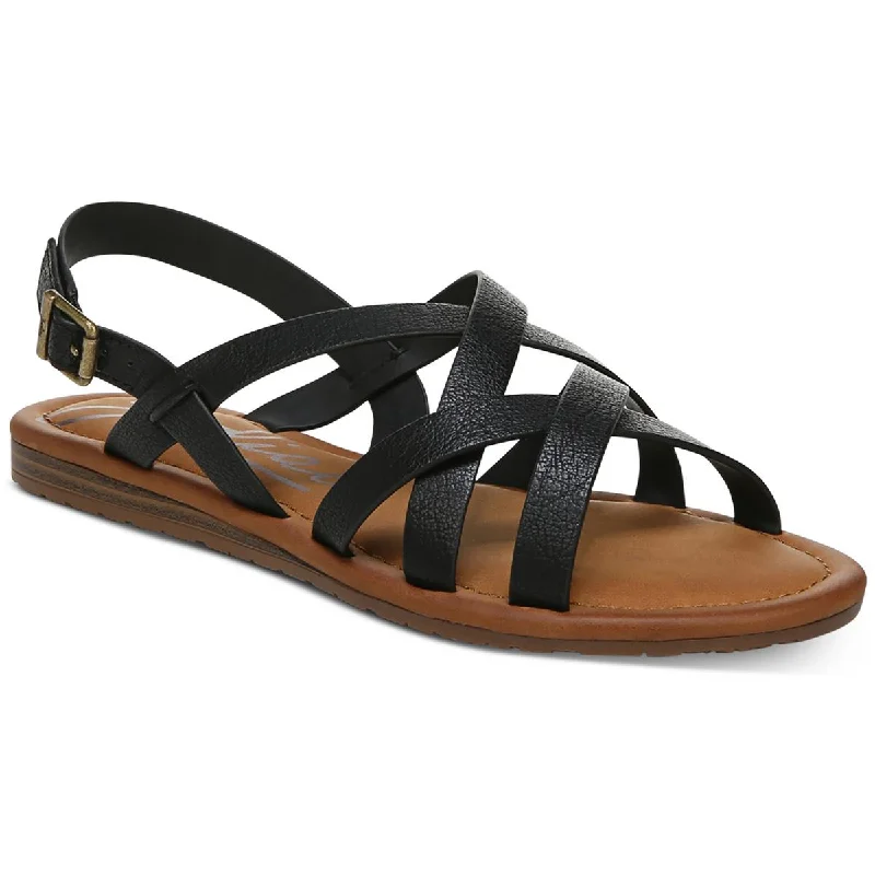 Sandals with firm sole beds -Zodiac Womens Cushioned Footbed Faux Leather Strappy Sandals