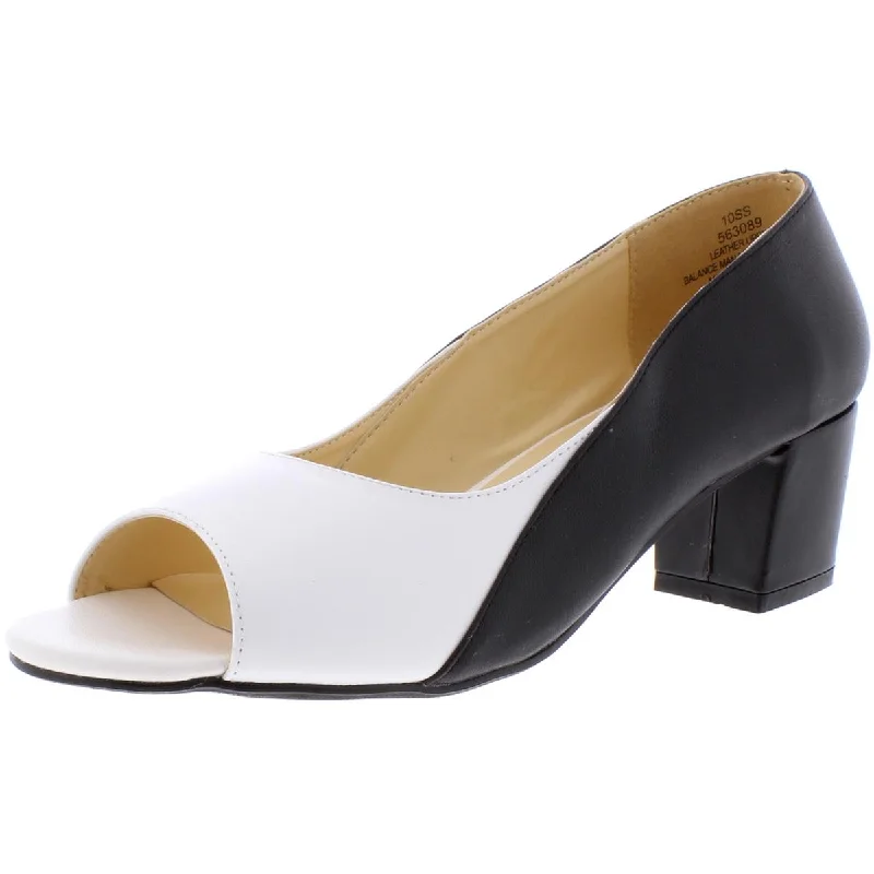 High heels with chilly floors -Lena Womens Leather Colorblock Pumps