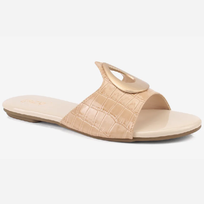 Slippers for long nights -Womens "OPIA" Metallic Buckled Summer Slippers