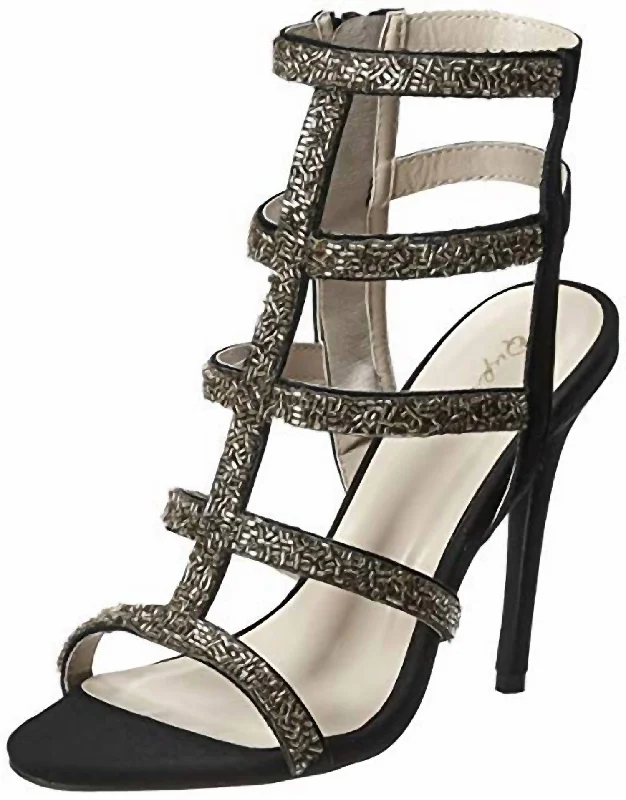 High heels for outdoor fashion -Lattice Heel In Black/gold