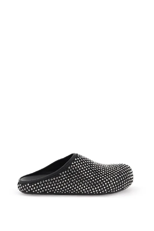 Slippers for home fans -Marni Women's Leather Fussbett Clogs With Rhinestones