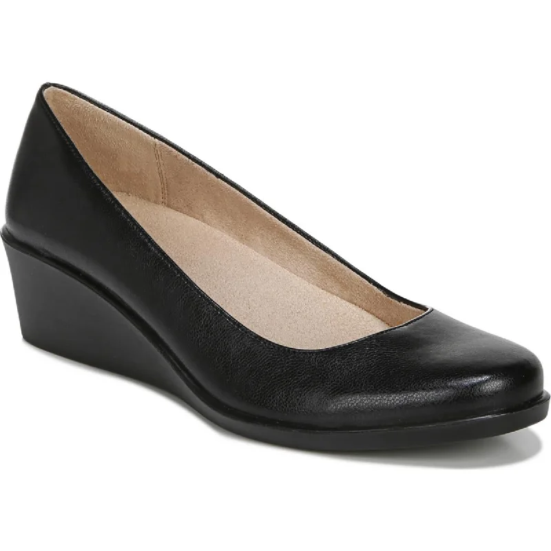 High heels with sleek tones -Lauren Womens Patent Slip On Wedge Heels