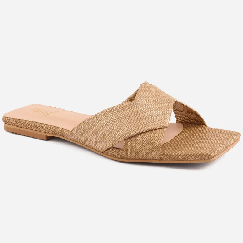 Slippers for outdoor lounging -Women "SELA" Flat Slippers