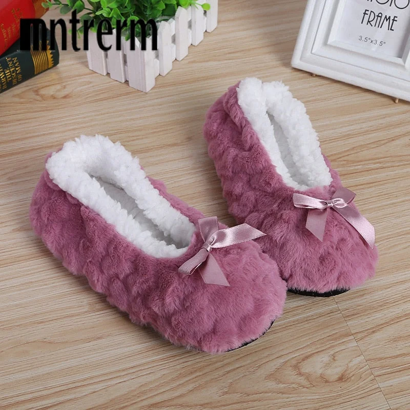 Slippers with lively prints -Mntrerm New Cute 2018 Indoor Home Slippers Warm Soft Plush Slippers Non-slip Indoor Fur Slippers Solid Color Cute Women Shoes