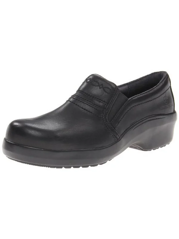 Slippers with strong arches -Womens Leather Steel Toe Clogs