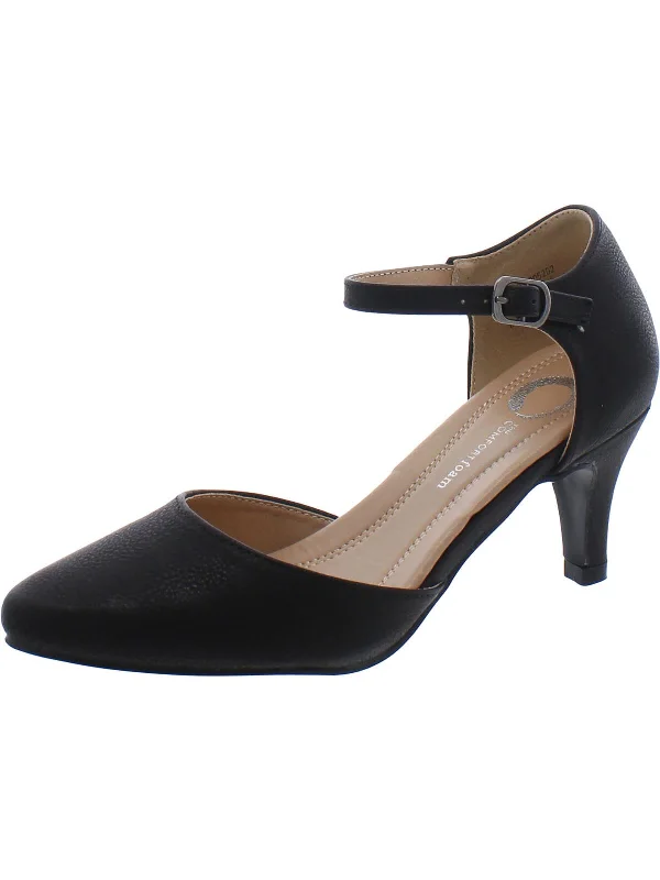 High heels for casual elegance -Womens Faux Leather Ankle Strap D'Orsay Heels