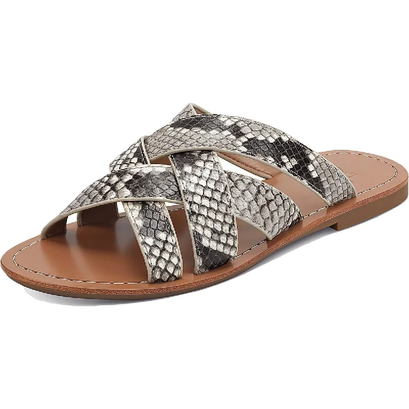 Sandals with tough strap piles -Marc Fisher LTD Womens Roony 2 Leather Strappy Flat Sandals