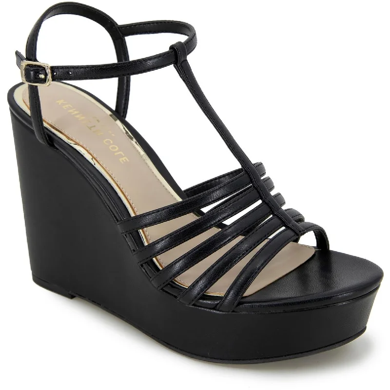 Sandals with cling sole beds -Kenneth Cole New York Womens CELIA Faux Leather Wedges Wedge Sandals