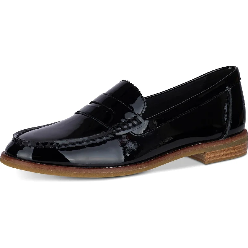 Loafers for women with tender soles -Sperry Womens Seaport Penny Leather Metallic Penny Loafers