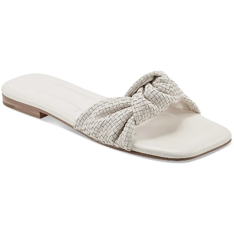 Sandals with loud strap weaves -Marc Fisher LTD Womens Marlon Leather Woven Slide Sandals