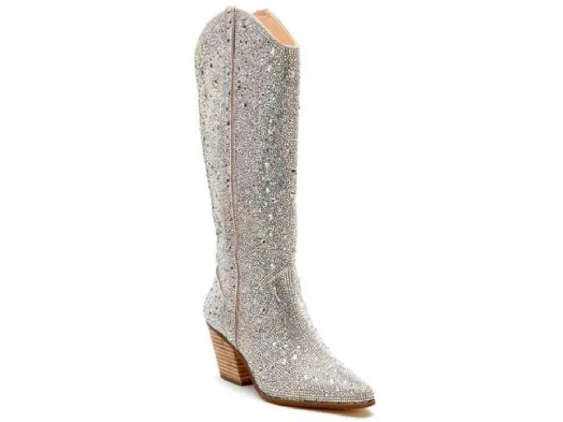 Boots with glossy stud trims -Matisse: Nashville Clear Rhinestone Boot