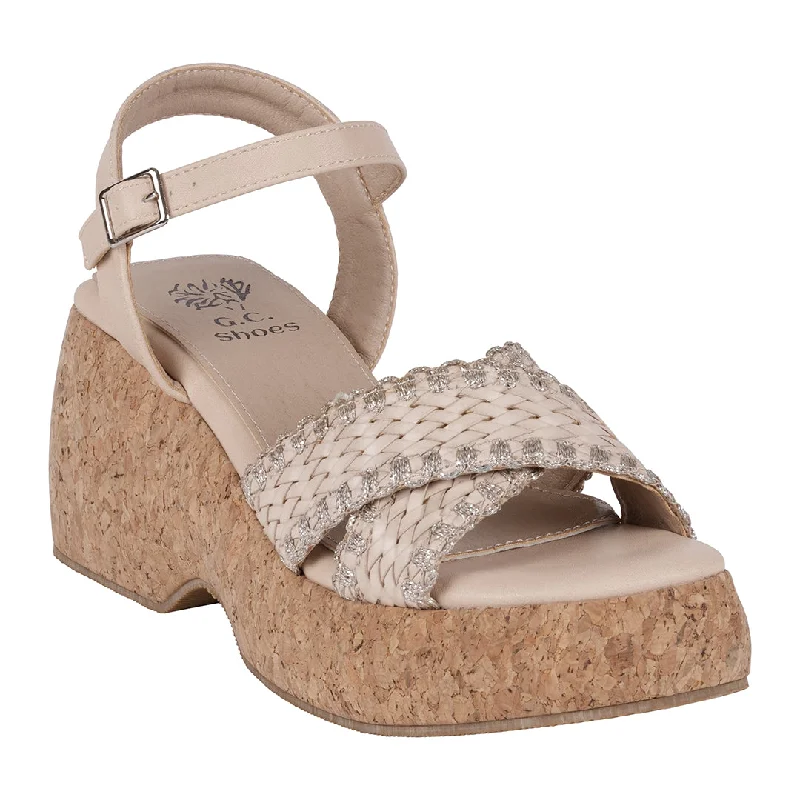 Sandals with sealed strap piles -Lucy Natural Cross Strap Slingback Platform Sandals