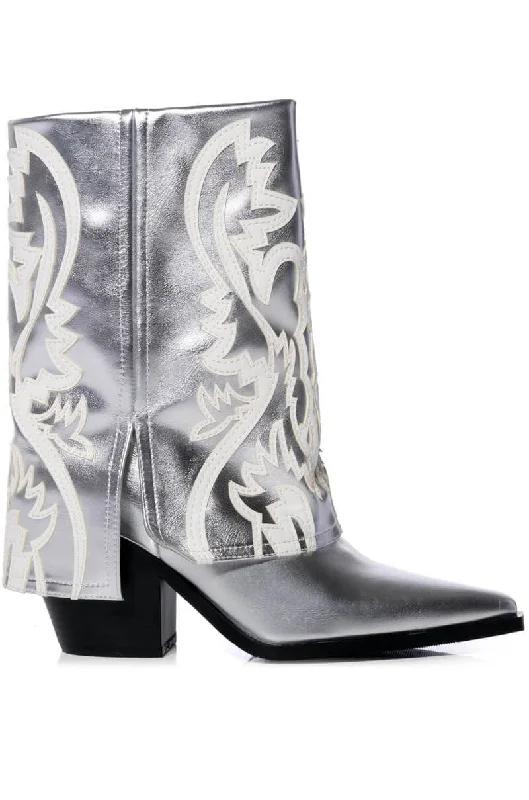 Boots for all-season rainy use -ESPERANZA-SILVER WESTERN BOOTIE