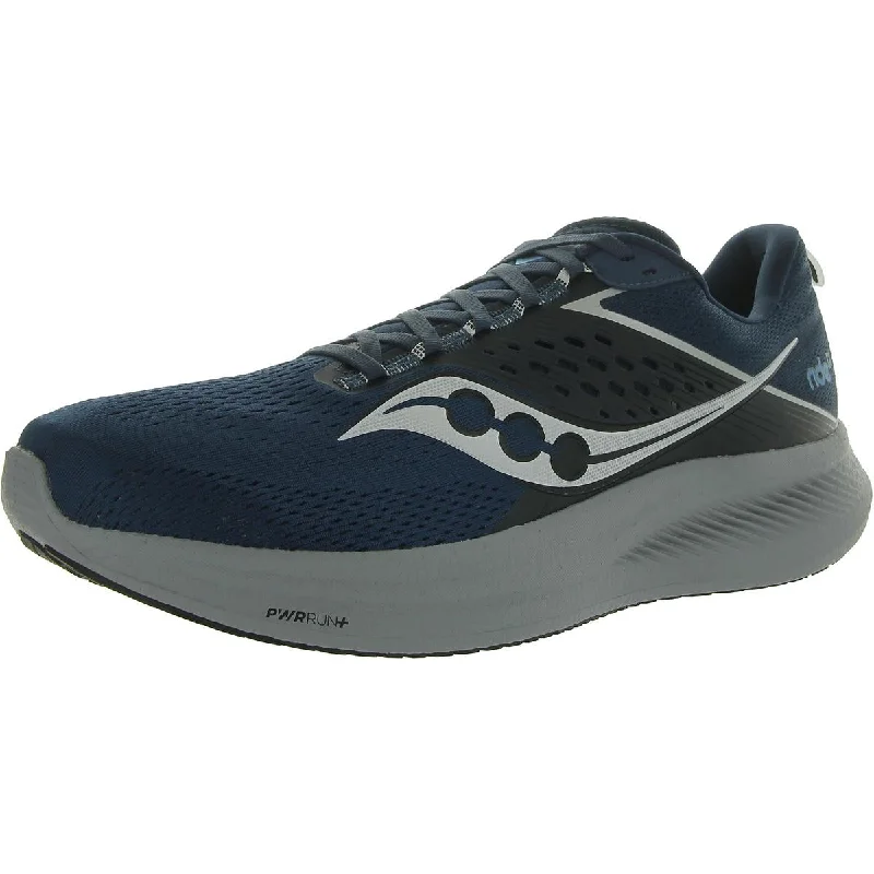 Running shoes with cushioned insoles -Saucony Mens Ride 17 Lace Up Flat Running & Training Shoes