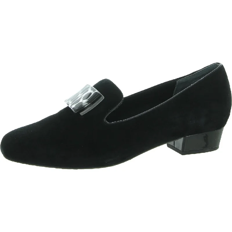 Loafers for breezy daily style -Ros Hommerson Womens Treasure Suede Embellished Smoking Loafers