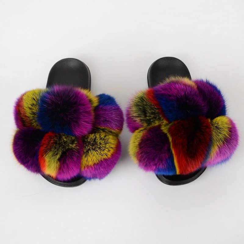 Slippers for indoor living -A5597 Factory Supply Colorful Slipper Fur Women Causal Shoes Wholesale Outdoor Slipper