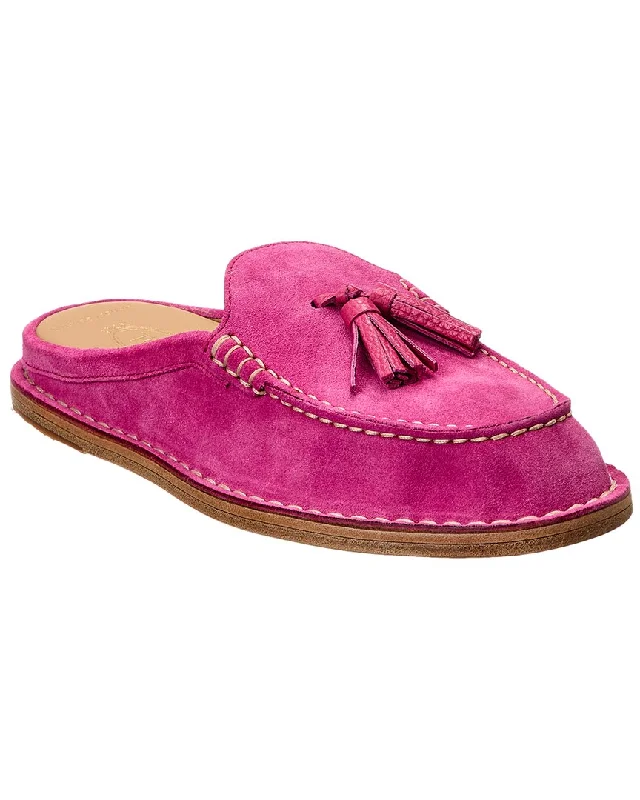 Slippers for hardwood surfaces -TOD’s Logo Fringed Suede Mule