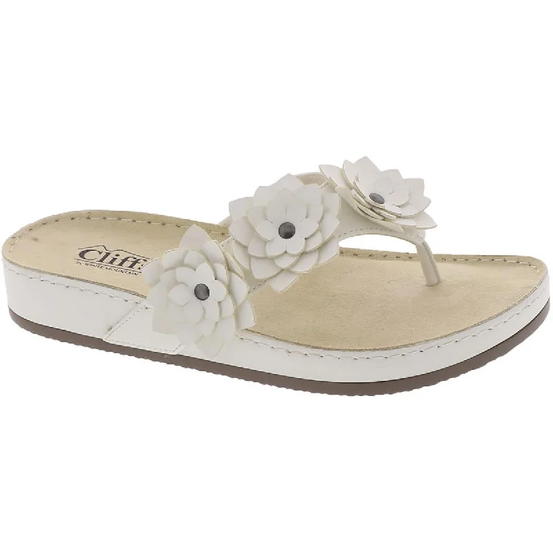 Sandals with shiny buckle flair -Cliffs by White Mountain Womens Hot Spot Faux Leather Floral Slide Sandals