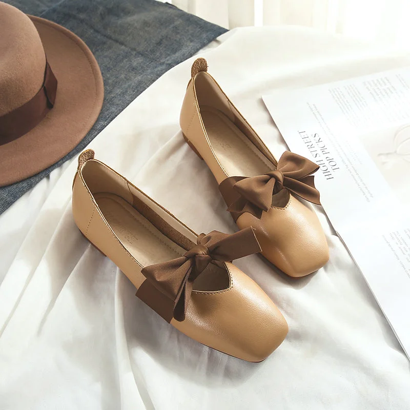 Flats for humid naps -Women Summer Bowknot Casual Soft Flats